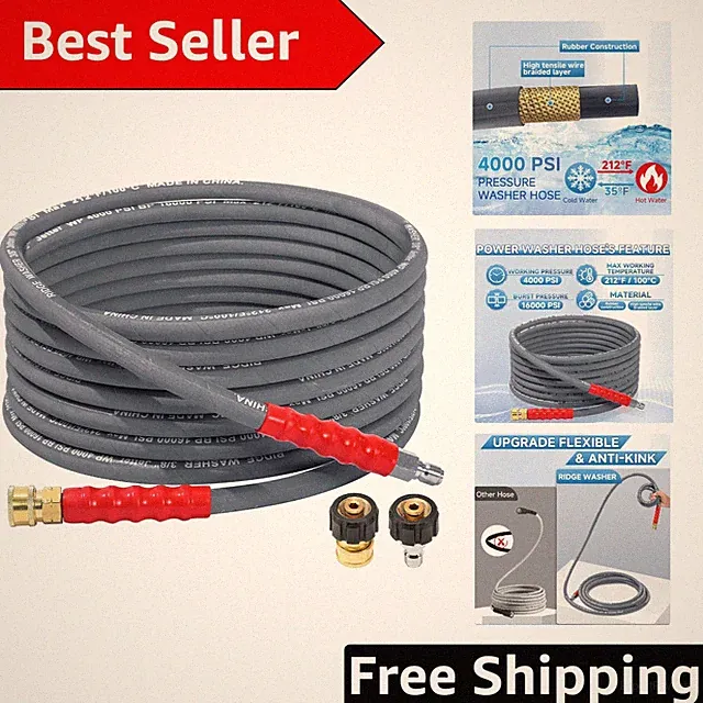 Tear-Resistant 25 Ft, 4000 PSI Pressure Washer Hose with Versatile Quick Connect
