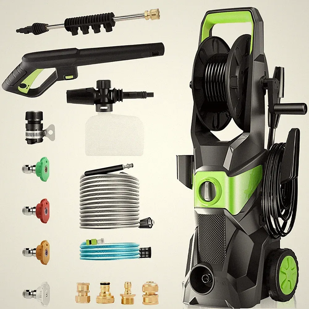Tebru 2.4 GPM Power Washer Machine with Hose Reel, 32FT Hose