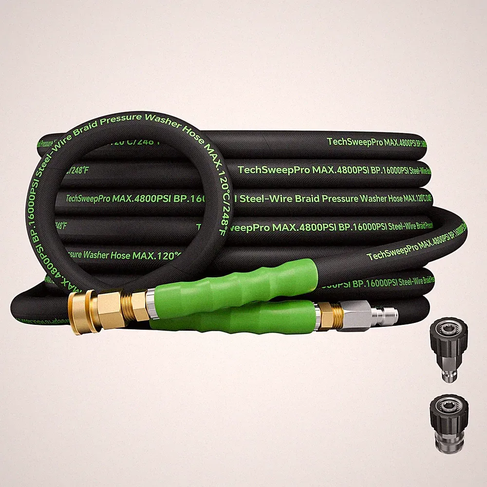 Techsweeppro 3/8 4800Psi Pressure Washer Hose 25Ft For Cold And Hot Water Max