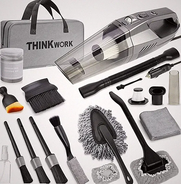 THINKWORK Car Cleaning Kit, Vacuum Gray Interior Gray(20pcs)