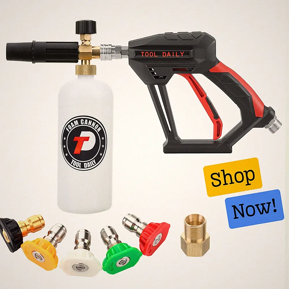Tool Daily 1/4" QC Pressure Washer Gun Kit w/ Foam Cannon & 5 Nozzles