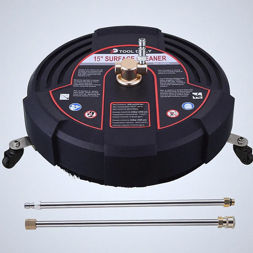 Tool Daily 15 Inch Pressure Washer Surface Cleaner with 3 15 Inch, Black