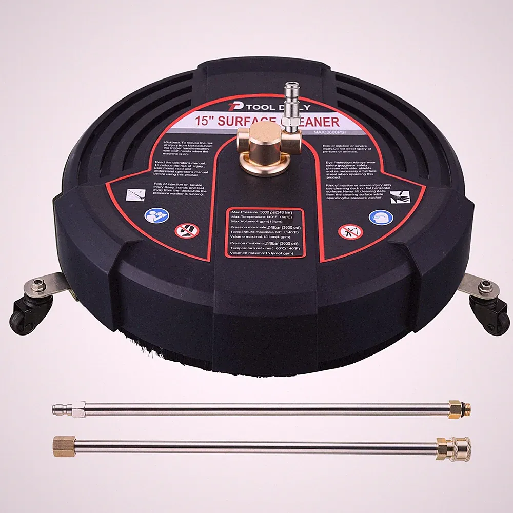 Tool Daily 15 Inch Pressure Washer Surface Cleaner with 3 15 Inch, Black