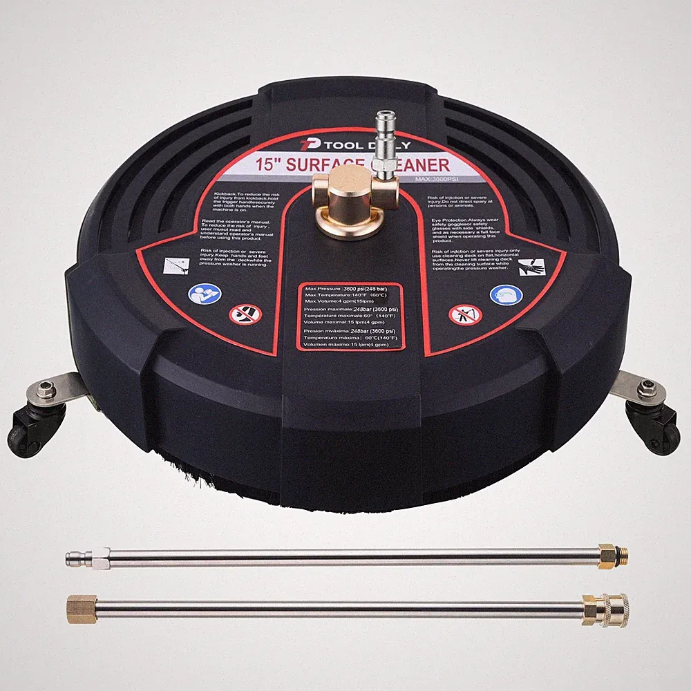 Tool Daily 15 Inch Pressure Washer Surface Cleaner with 3 15 Inch, Black