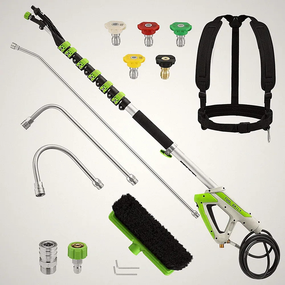 Tool Daily 21FT Telescoping Pressure Washer Wand with Brush, Extension Wand |...
