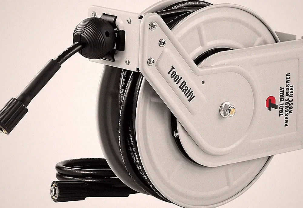 Tool Daily 60ft Pressure Washer Hose Reel 3600 PSI Auto Rewind