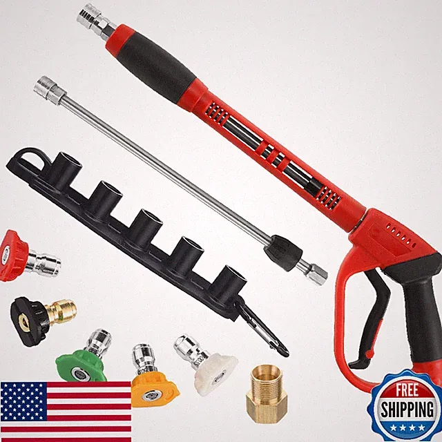 Tool Daily Deluxe Pressure Washer Gun Wand, 5 Nozzles, M22, 40 Inch, 5000 PSI