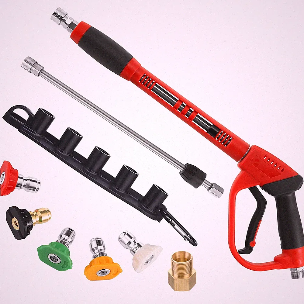 Tool Daily Deluxe Pressure Washer Gun, with Replacement 40inch, Black, Red