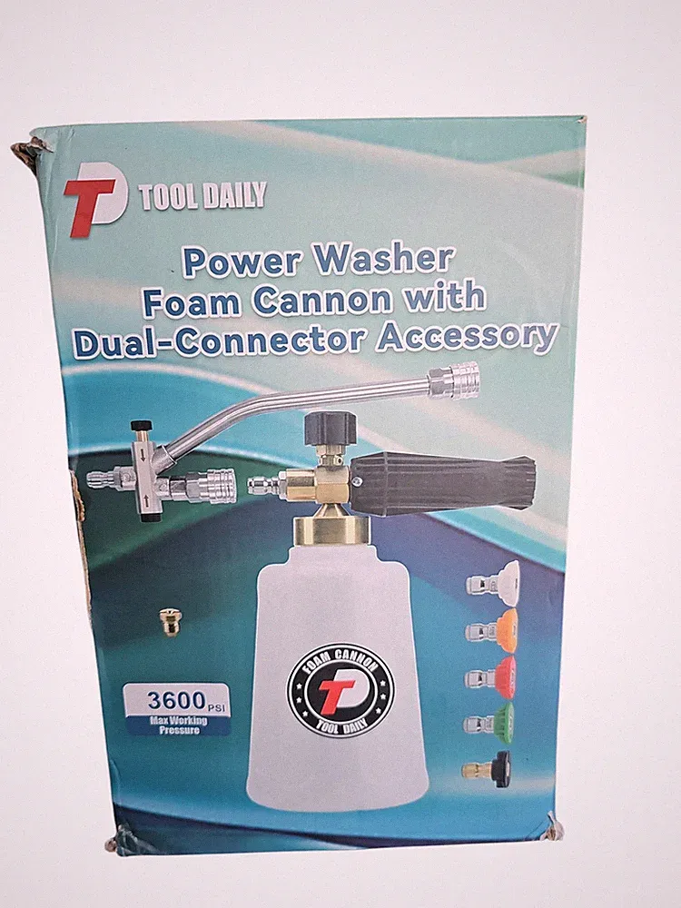 Tool Daily Foam Cannon for Pressure Washer with Double Tip Attachment, 3600 PSI