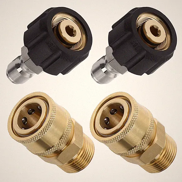 Tool Daily Pressure Washer Adapter Set, M22-15mm to 3/8" Brass, Silver, Black
