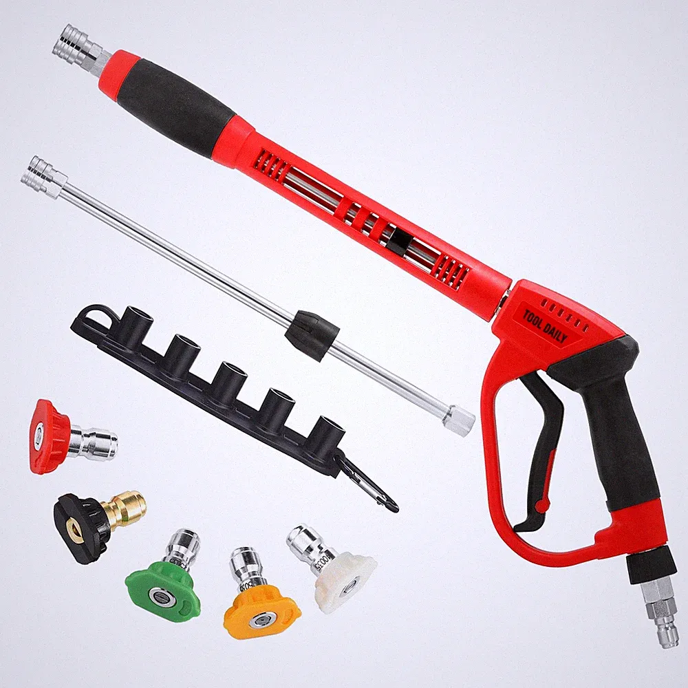 Tool Daily Pressure Washer Gun with 3/8" Swivel 40inch-3/8" QC, Red, Black