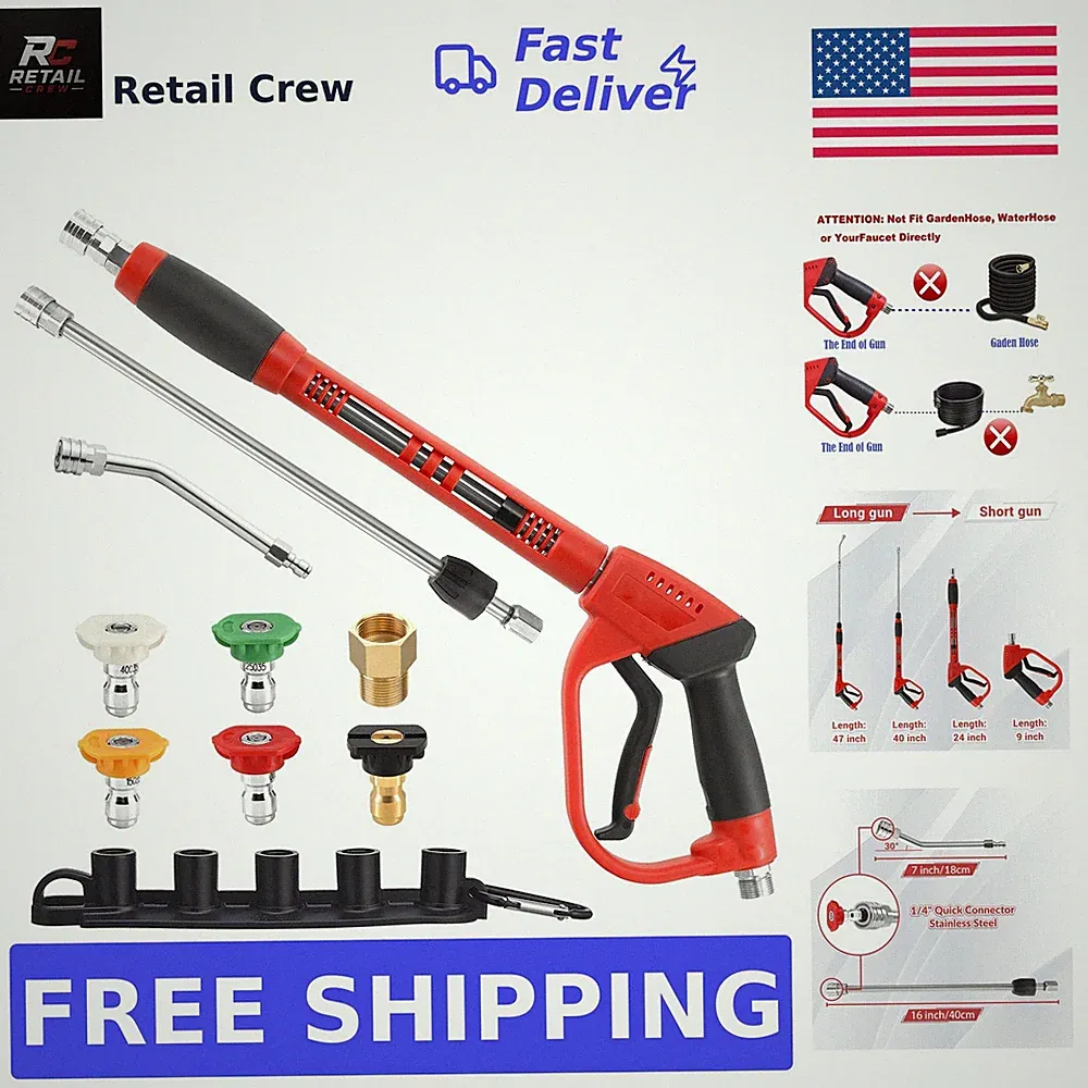 Tool Daily Pressure Washer Gun with Replacement Wand Extension, 47 Inch | 30...