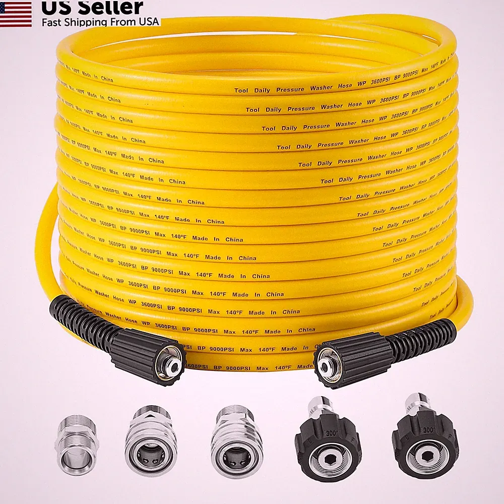 Tool Daily Pressure Washer Hose 50 FT X 1/4", Power 50FT, Yellow
