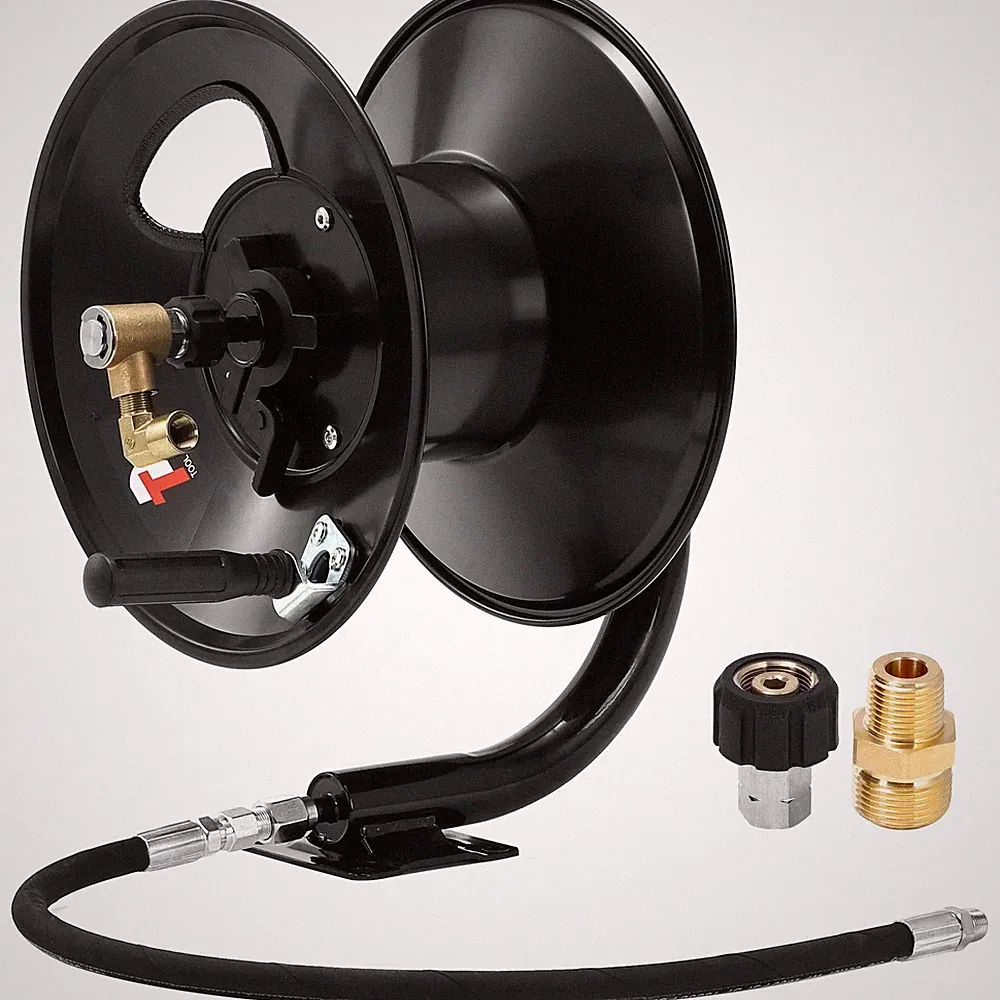 Tool Daily Pressure Washer Hose Reel, 100 FT Heavy Duty Steel Hose Reel for P...