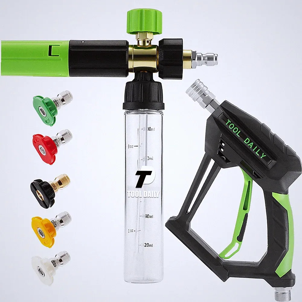 Tool Daily Pressure Washer Short Gun with Mini Foam 100 ml, Green, Black