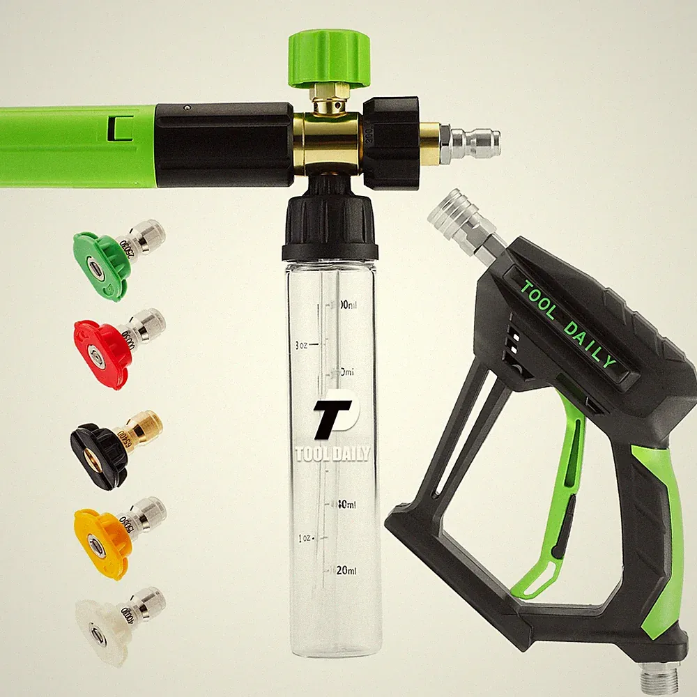 Tool Daily Pressure Washer Short Gun with Mini Foam 100 ml, Green, Black