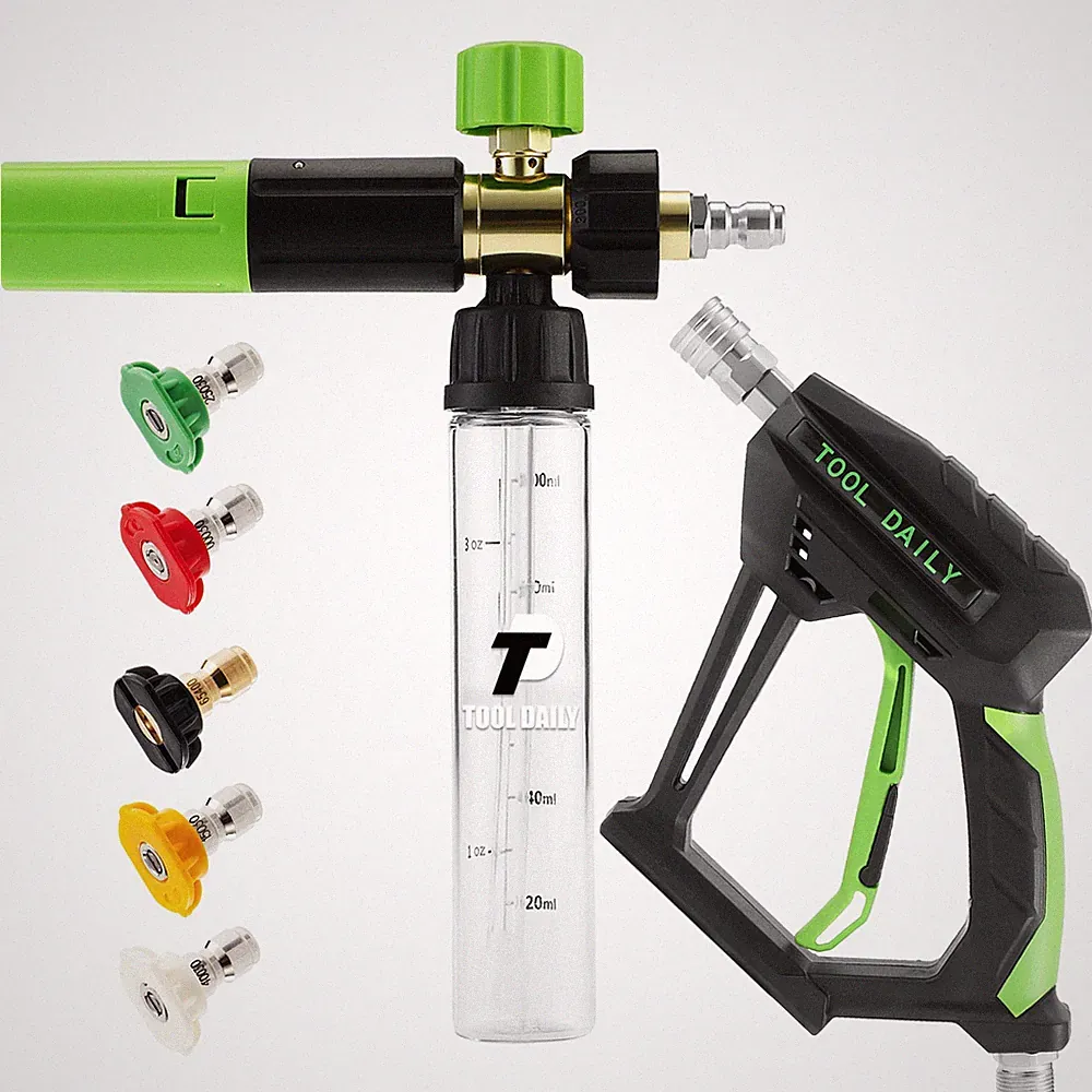 Tool Daily Pressure Washer Short Gun with Mini Foam 100 ml, Green, Black