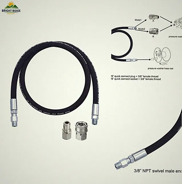 Tool Daily Pressure Washer Whip Hose with Swivel 4 FT, 3/8" Adapter Set
