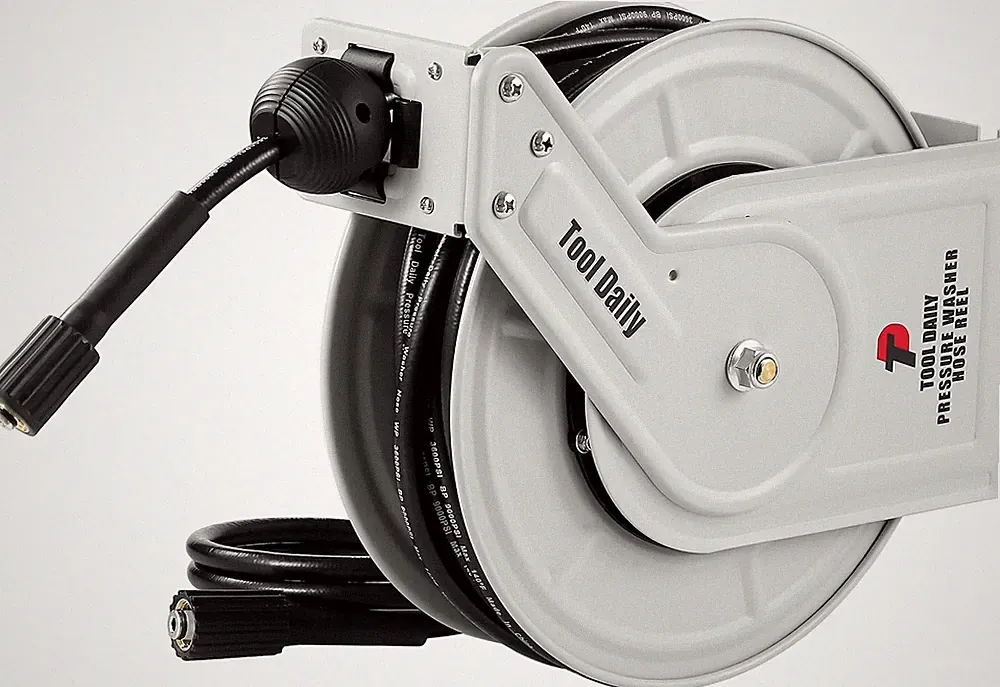 Tool Daily Retractable Pressure Washer Hose Reel 60 FT X 1/4”, 3600 PSI