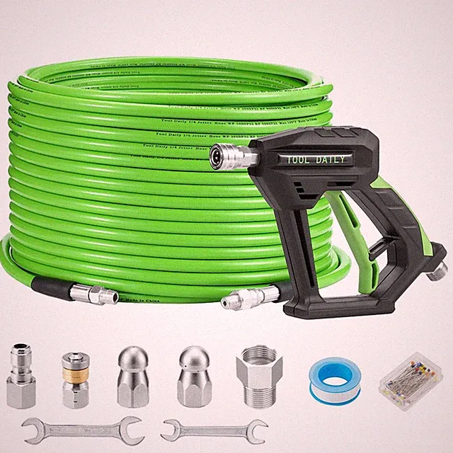 Tool Daily Sewer Jetter Kit for Pressure Washer, 100 ft Hose with Gun