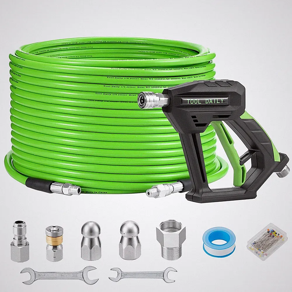Tool Daily Sewer Jetter Kit for Pressure Washer 100 FT, Power Washer Gun