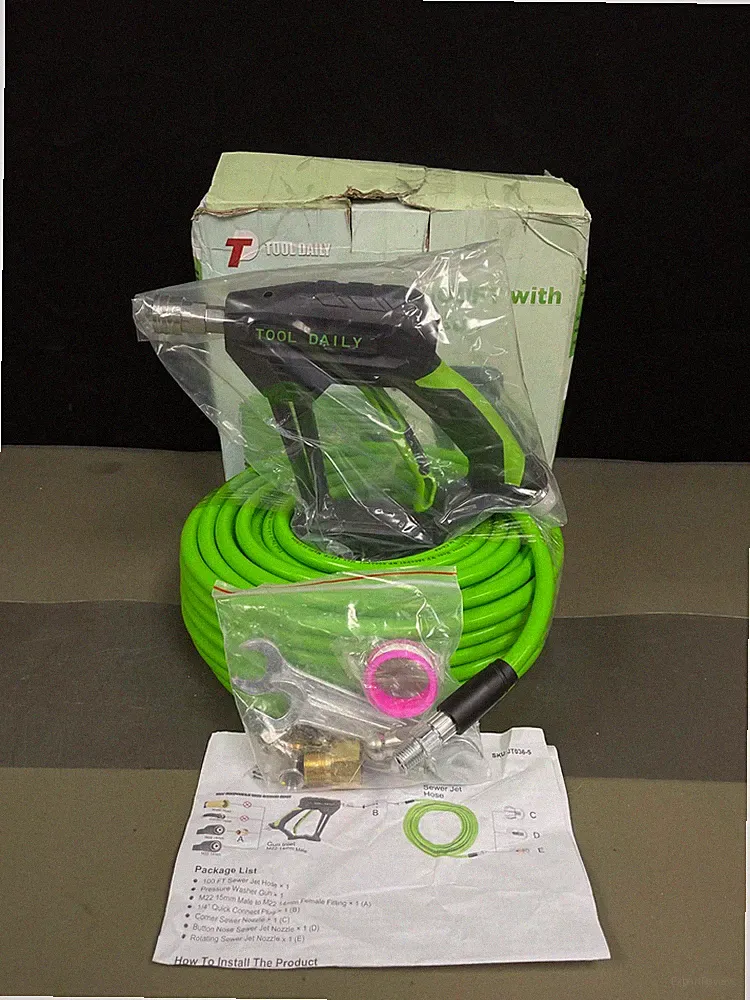 Tool Daily Sewer Jetter Kit for Pressure Washer 100 FT, Power Washer Gun