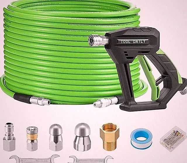 Tool Daily Sewer Jetter Kit for Pressure Washer 100 FT, Short Power Washer Gu...