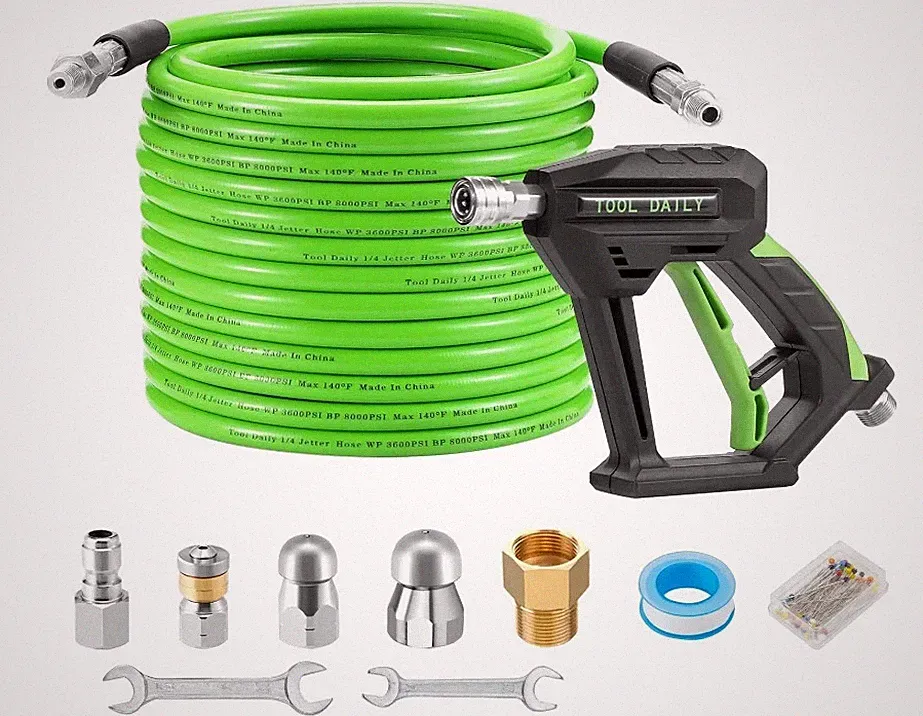Tool Daily Sewer Jetter Kit for Pressure Washer 50 FT, Short Power Washer Gun