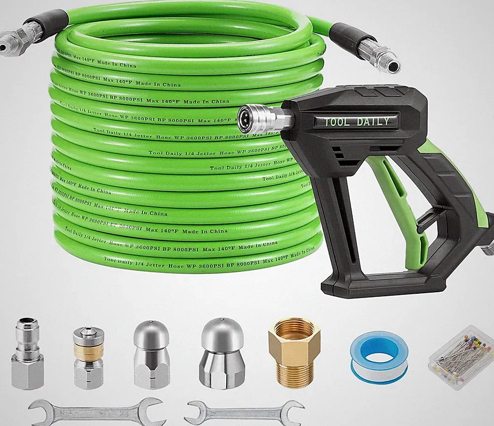 Tool Daily Sewer Jetter Kit for Pressure Washer 50 FT, Short Power Washer Gun