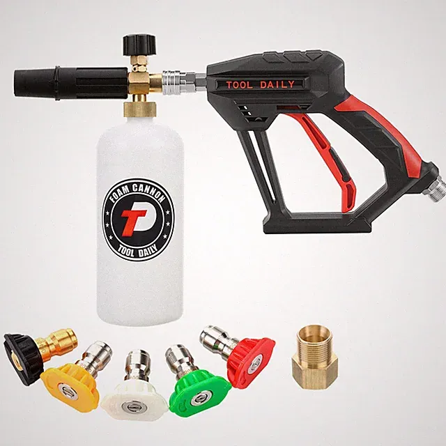 Tool Daily Short Pressure Washer Gun with Foam Cannon, 1/4 Inch Quick Connect...