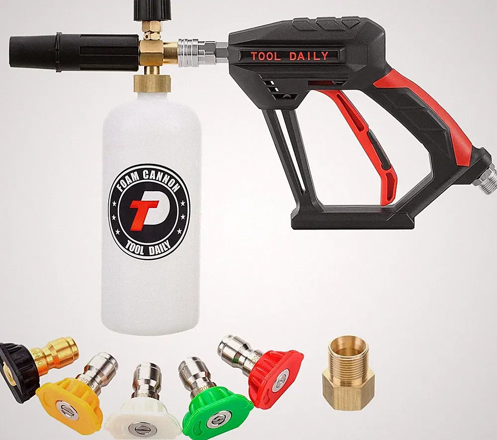 Tool Daily Short Pressure Washer Gun with Foam Cannon, 1/4 Inch Quick Connector