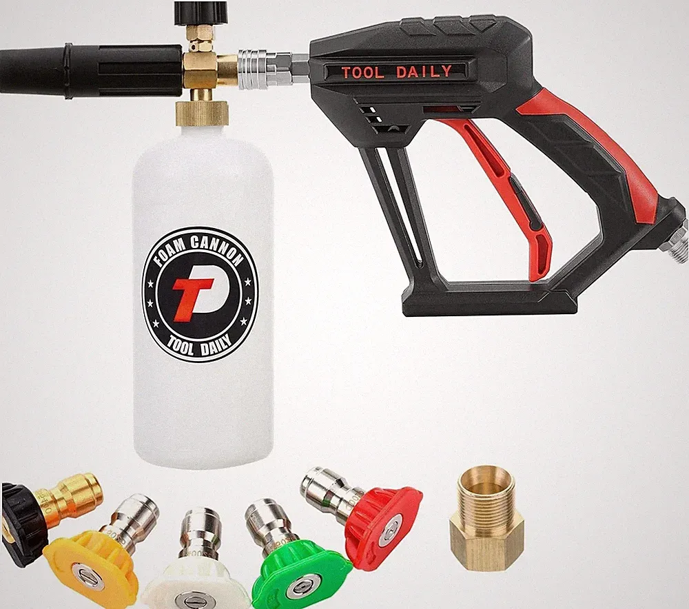 Tool Daily Short Pressure Washer Gun with Foam Cannon 1/4" Quick Connect 4000 PS