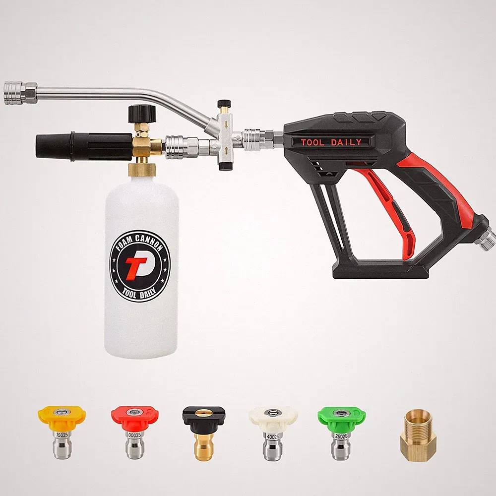 Tool Daily Short Pressure Washer Gun with Foam Cannon, Dual Black, White, Red