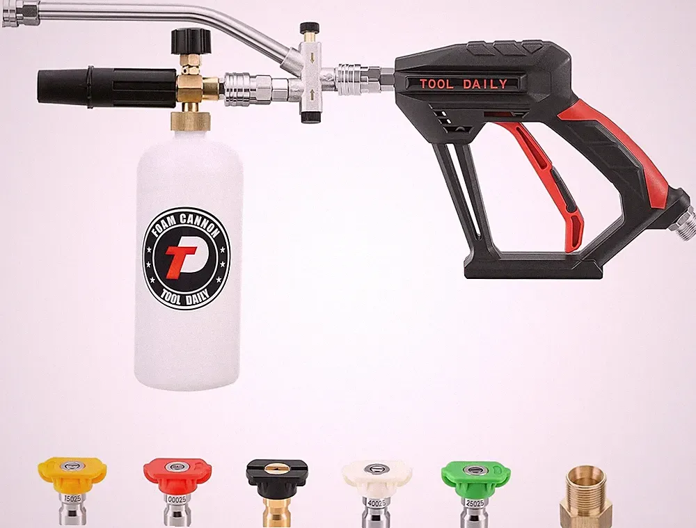 Tool Daily Short Pressure Washer Gun with Foam Cannon, Dual Connector Accessory