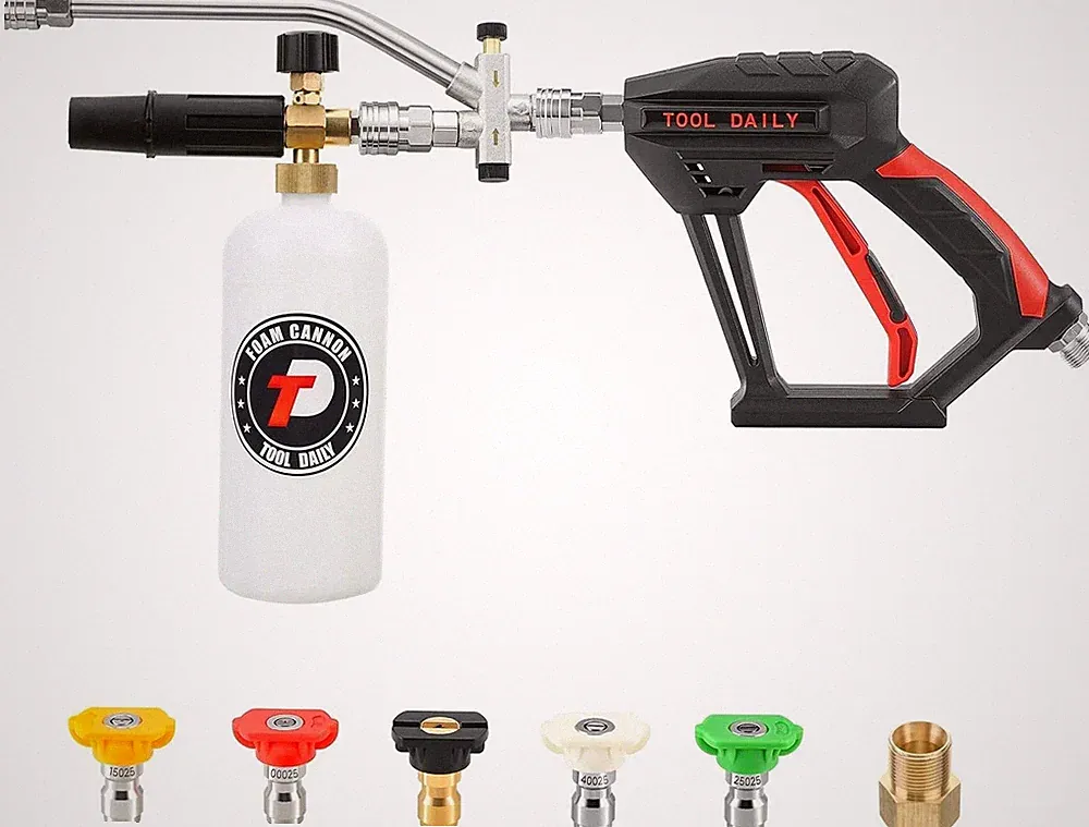 Tool Daily Short Pressure Washer Gun with Foam Cannon, Dual Connector Accessory