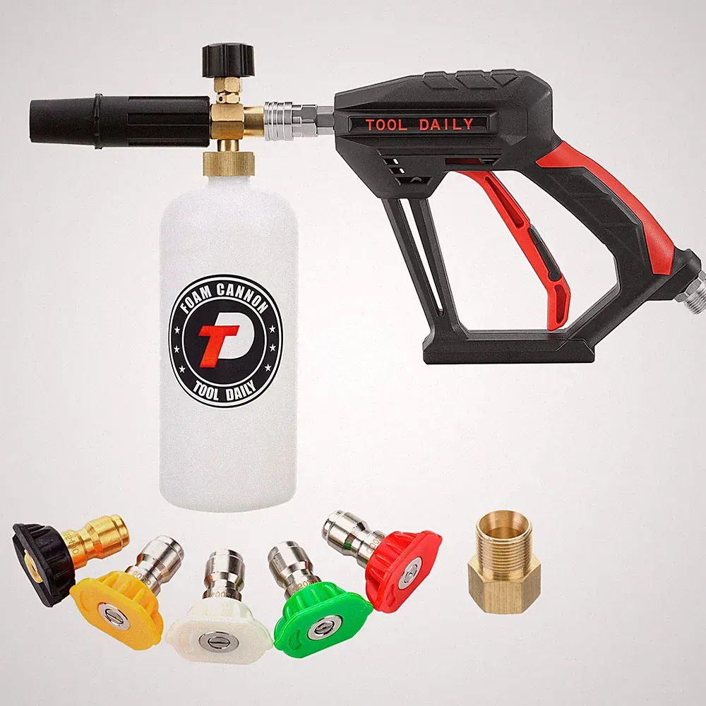 Tool Daily Short Pressure Washer Gun with Foam Gun, Black, Red, White