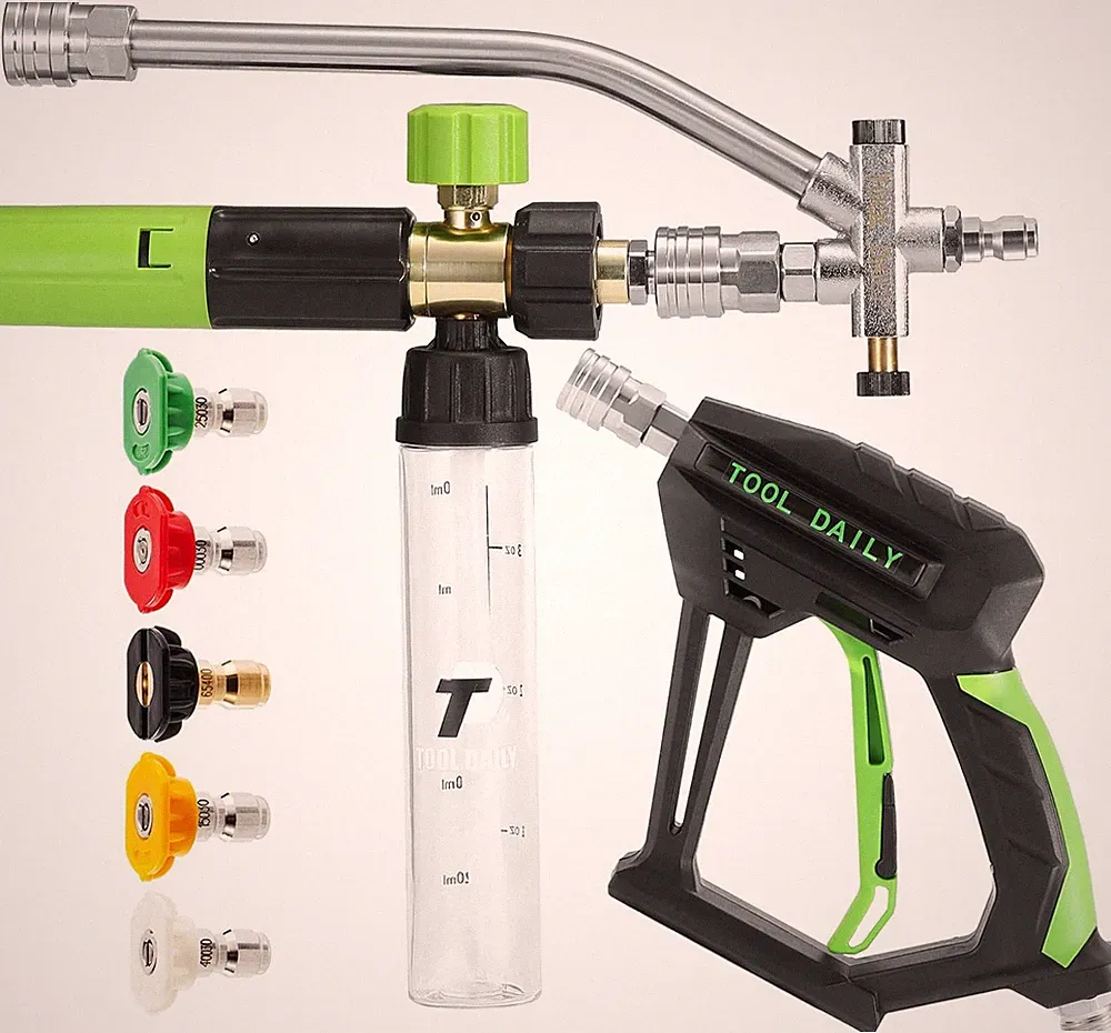 Tool Daily Short Pressure Washer Gun with Mini Foam Cannon, Dual Connector Acces