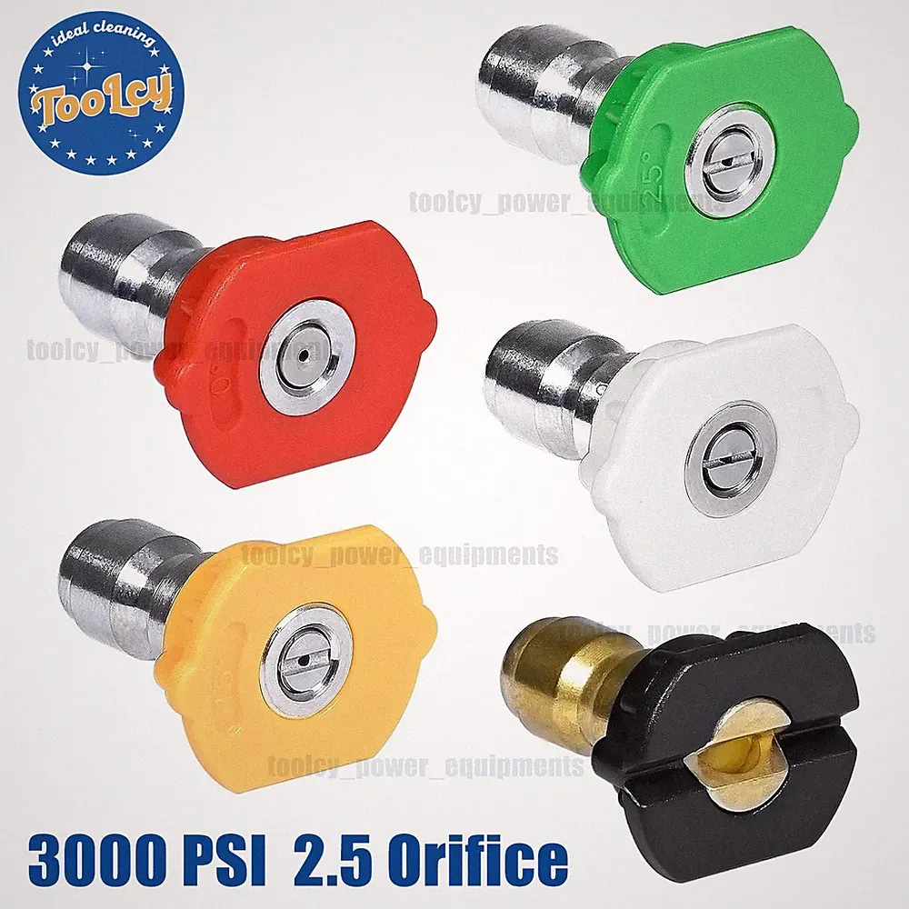 TOOLCY 3000 PSI Pressure Washer Spray Nozzle Tips 2.5 Orifice 1/4" Quick Connect