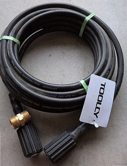 TOOLCY 3300 psi Flexible Pressure Washer Hose 1/4" Durable Power Washer 25' Hose
