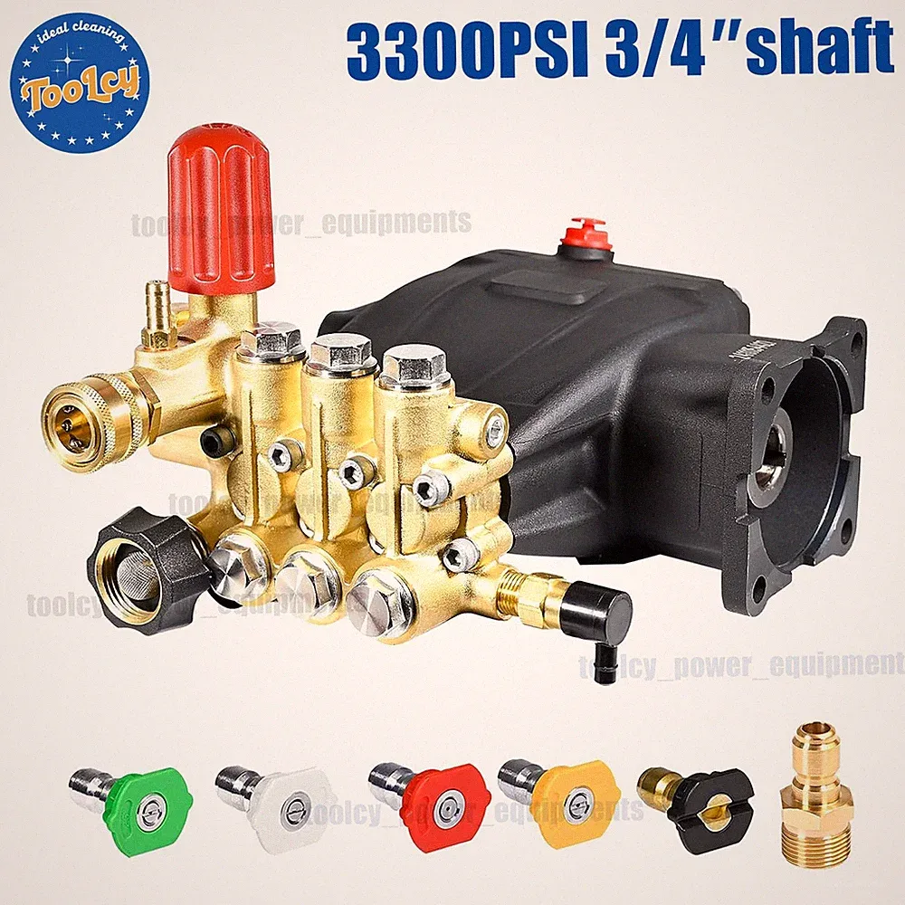 TOOLCY 3300 psi Triplex Horizontal Pressure Washer Pump 3/4" Shaft 3.0 GPM