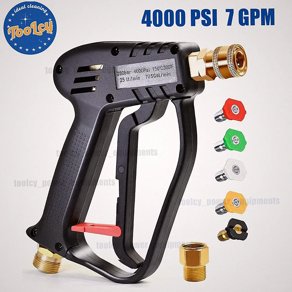 TOOLCY 4000 psi Pressure Washer Gun 7 GPM for Hot Water, Spray Tips, Fitting