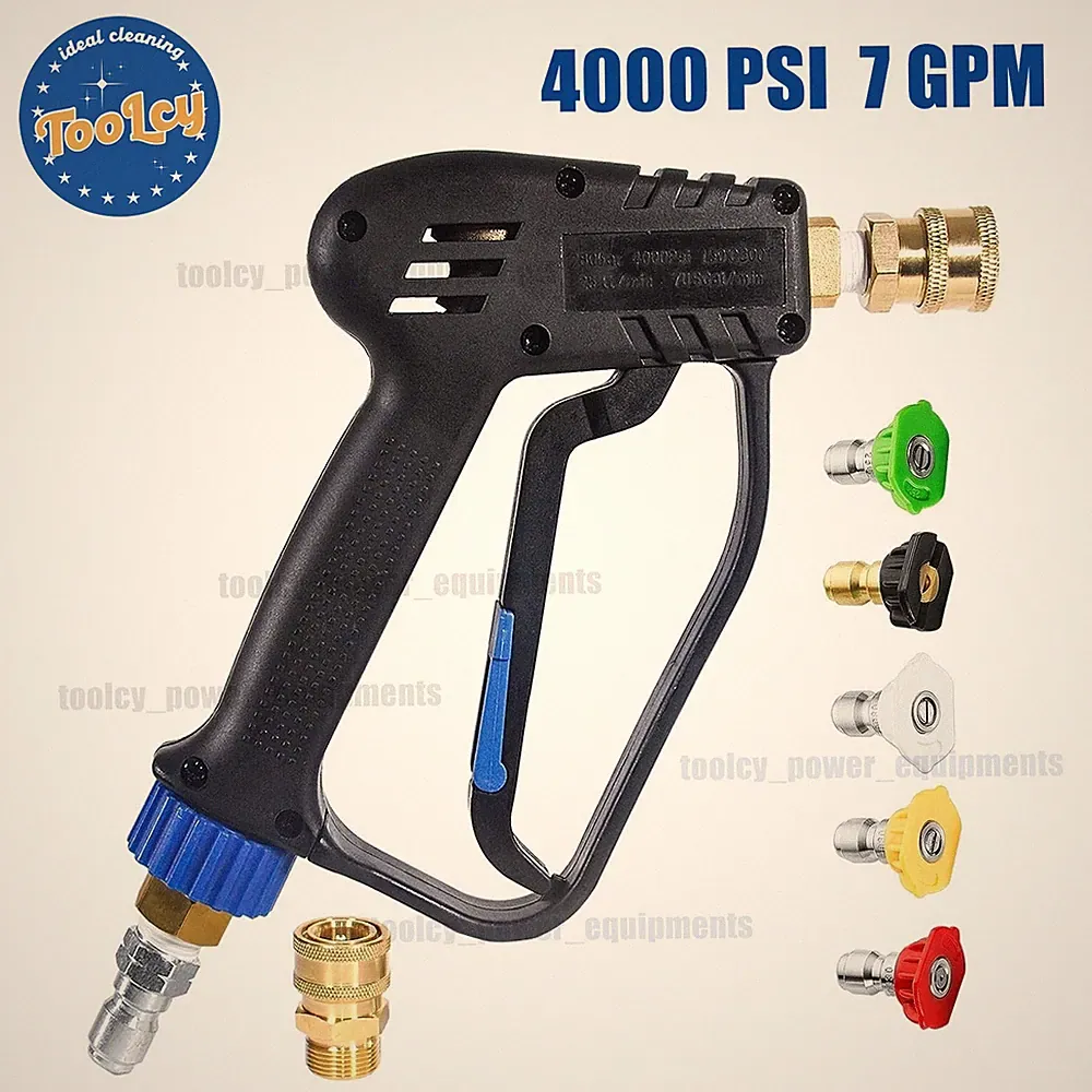 TOOLCY 4000 PSI Short Pressure Washer Gun with Swivel, 5 Spray Nozzle Tips