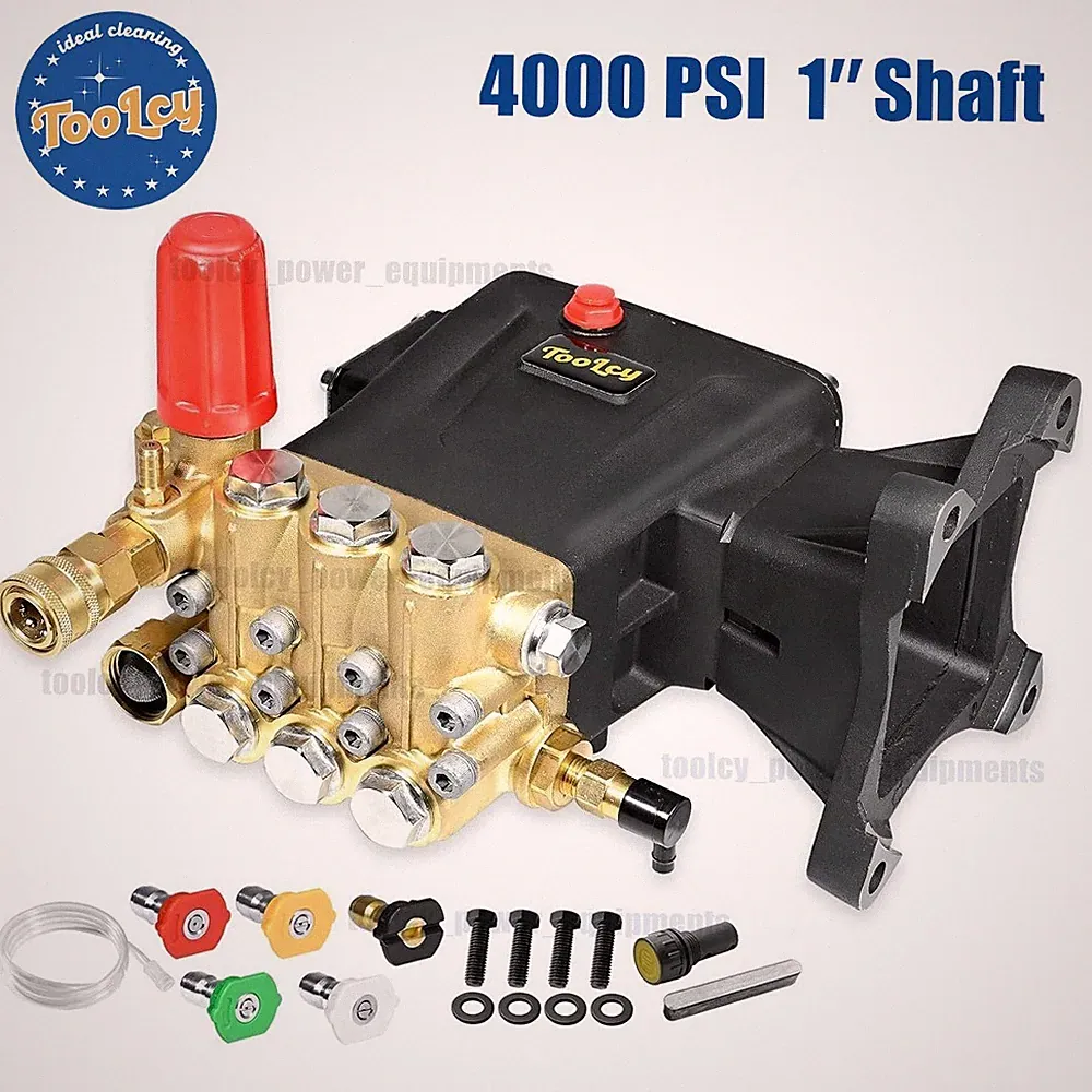 TOOLCY 4000 PSI Triplex Pressure Washer Pump 1" Shaft Horizontal Plunger 4.2 GPM