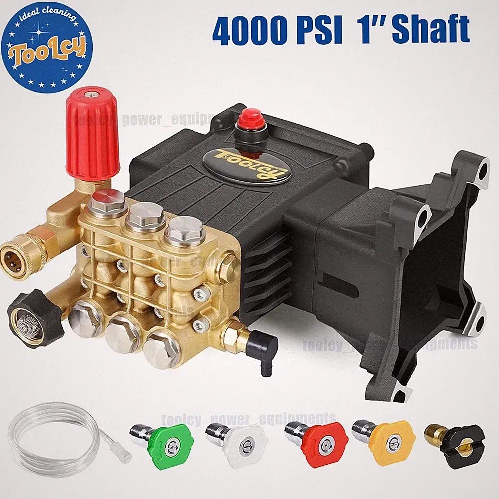 TOOLCY 4000PSI Gas Power Washer Pump Horizontal Triplex Plunger 1" Shaft 4 GPM