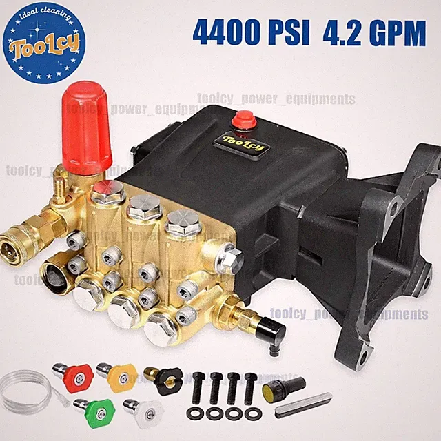 TOOLCY 4400 PSI Horizontal Pressure Wash Pump 1" Shaft Triplex 4.2 GPM