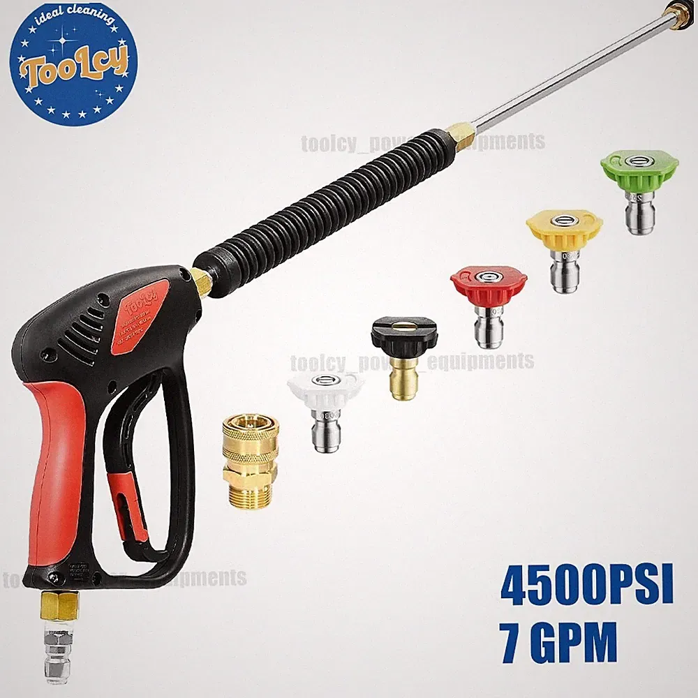 TOOLCY 4500 PSI Pressure Washer Gun, Extension Wand, Nozzle Tips for Hot Water