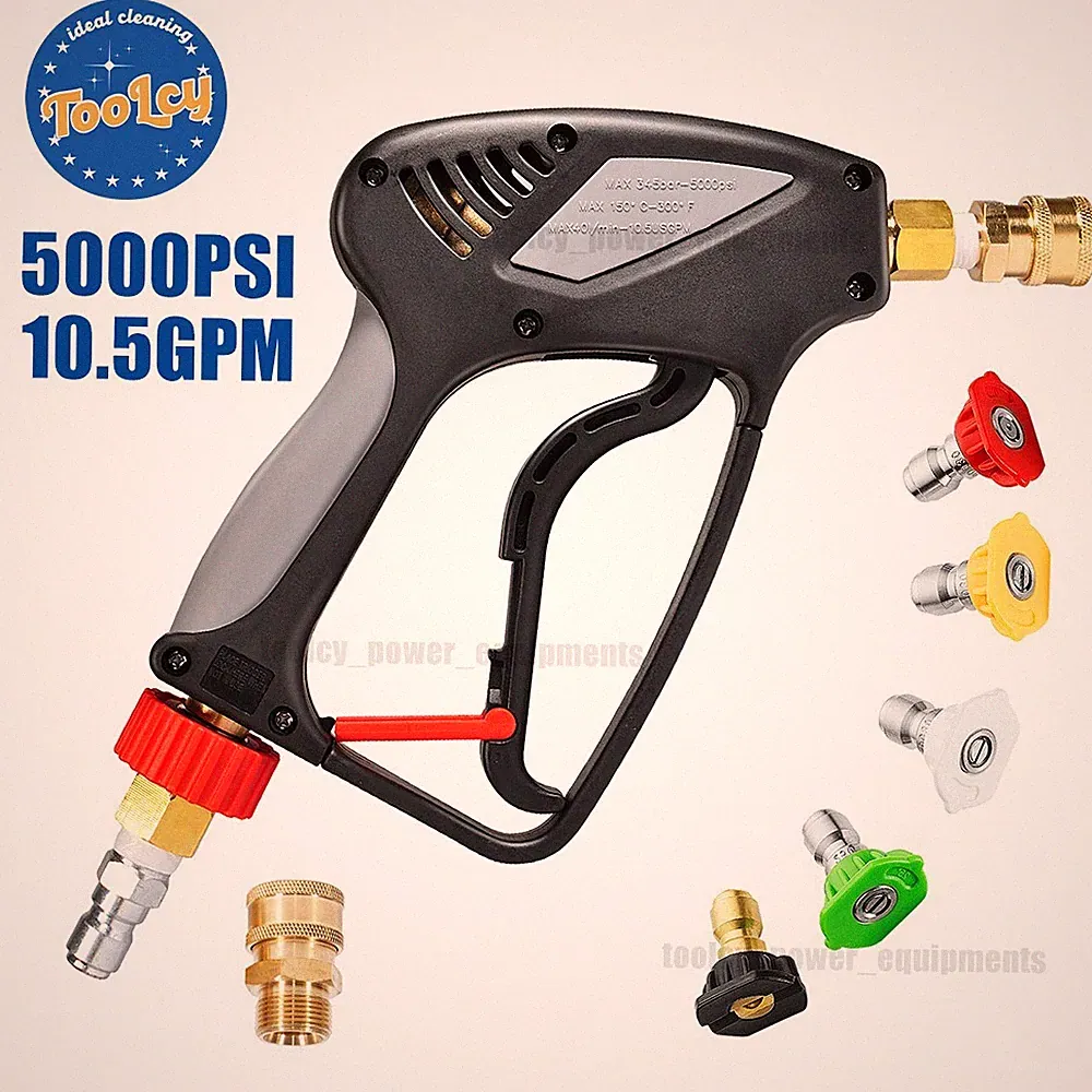 TOOLCY 5000 PSI Pressure Washer Gun for Hot Water 3/8" Swivel Thread Nozzle Tips