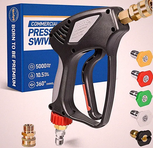 TOOLCY 5000 PSI Pressure Washer Gun with Swivel Inlet, Short Power Washer Gun wi