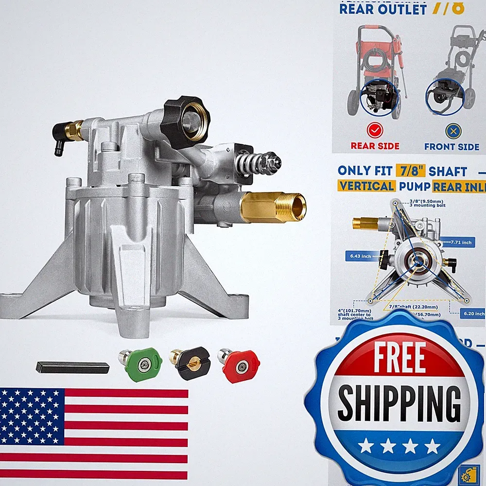 TOOLCY 7/8" Shaft Vertical Pressure Washer Pump 3100 PSI 2.5 GPM