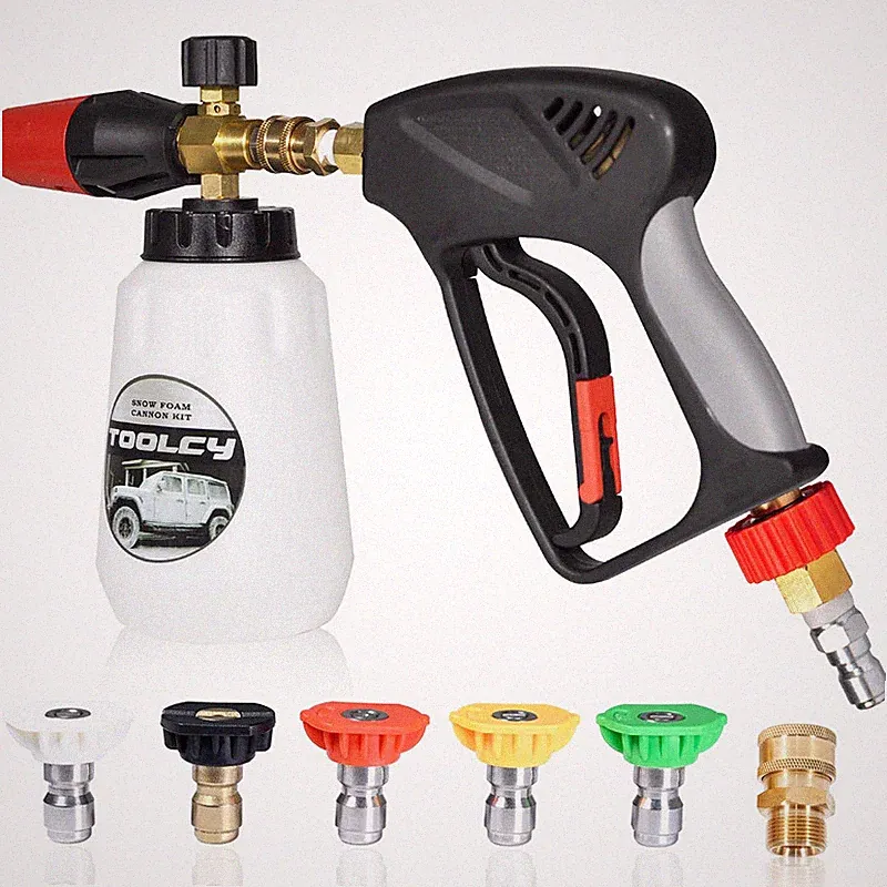 Toolcy Foam Cannon Kit Pressure Washer Gun 5000 Psi 5 Nozzle Tips 1/4 Quick